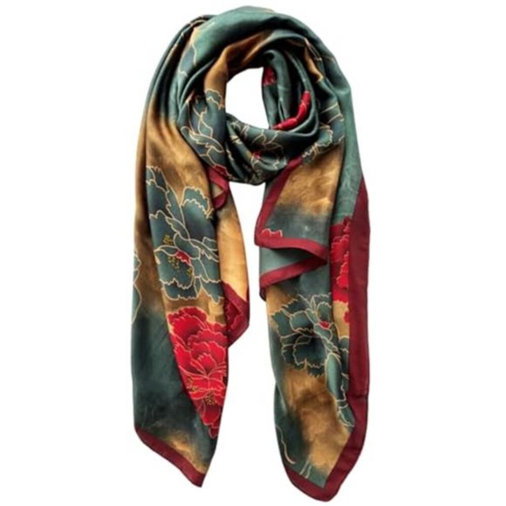 Long Silk Scarf Lightweight Satin Shawl Wrap Large Sunscreen Scarf for Women